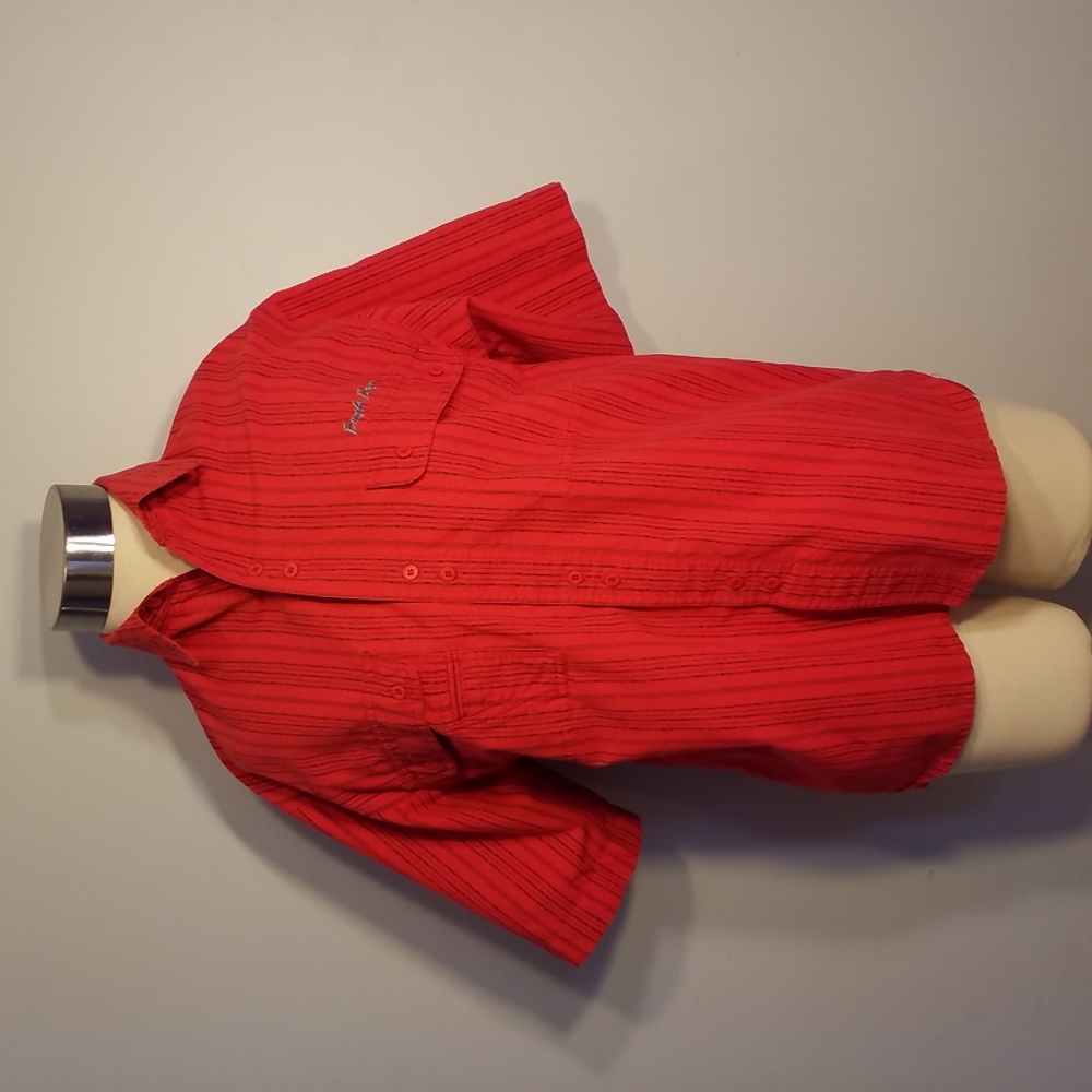 Bugle Boy SHIRT Red Stripe Double button pocket Short Sleeve Pen pocket Size S